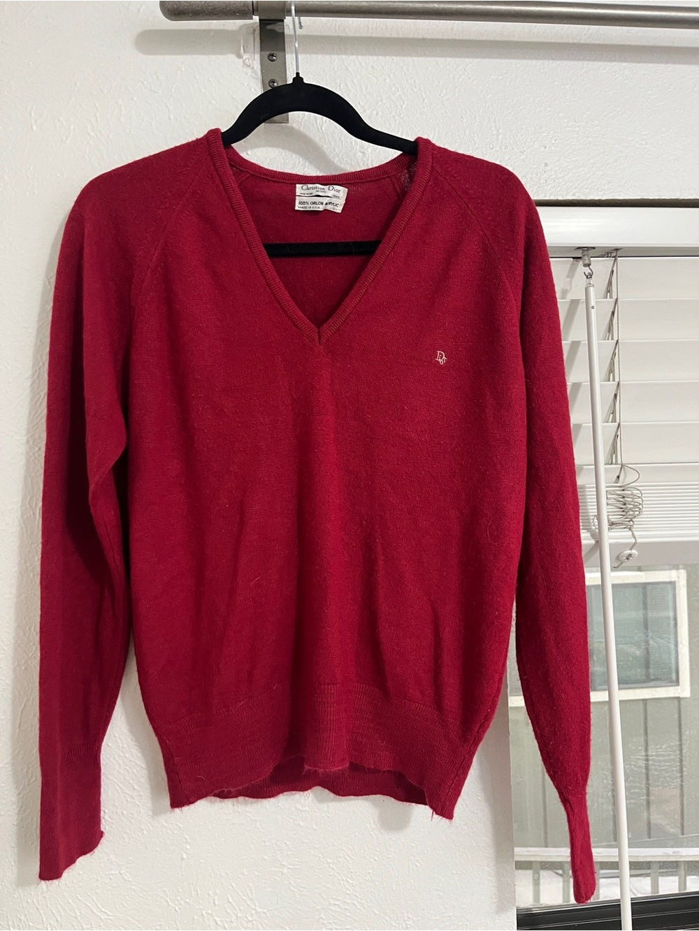 Dior Maroon V-Neck Sweater